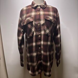 Just Polly Plaid Button Down Shirt for Women Size M